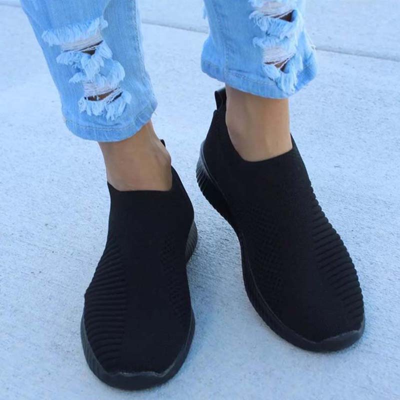 Women's Sneakers Vulcanized Shoes Breathable Mesh Platform Sneakers Women Slip On Ladies Casual Shoes Woman Flats Plus Size 43