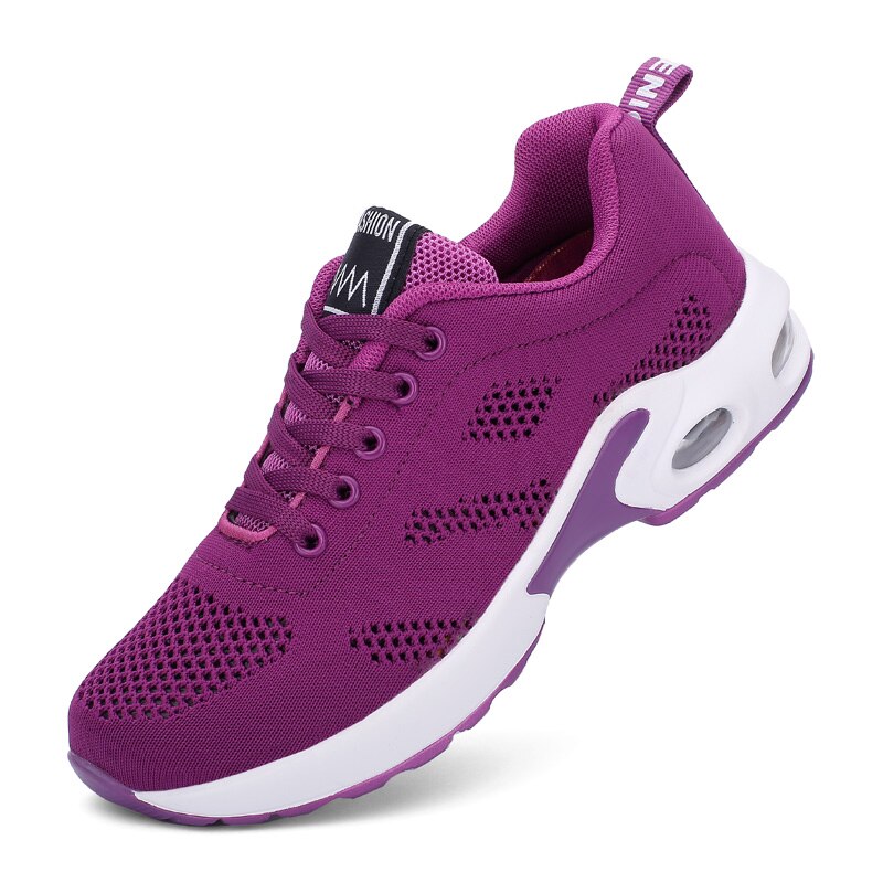 Women's Fashion Air Cushion Sports Running Flat Soft Bottom Sneaker Mesh Breathable Casual Shoes