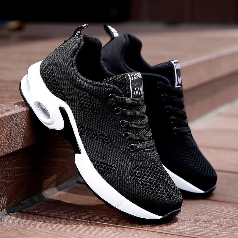 Women's Fashion Air Cushion Sports Running Flat Soft Bottom Sneaker Mesh Breathable Casual Shoes