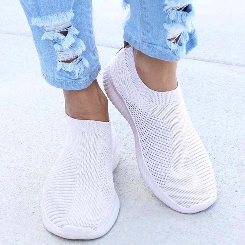 Women's Sneakers Vulcanized Shoes Breathable Mesh Platform Sneakers Women Slip On Ladies Casual Shoes Woman Flats Plus Size 43