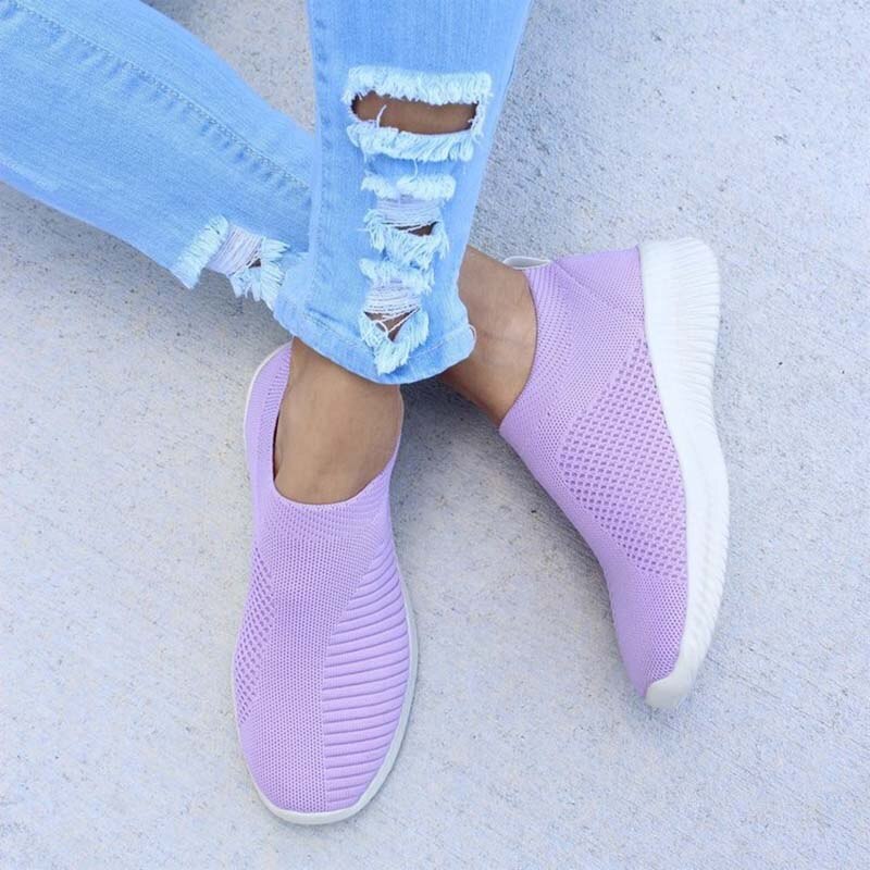 Women's Sneakers Vulcanized Shoes Breathable Mesh Platform Sneakers Women Slip On Ladies Casual Shoes Woman Flats Plus Size 43