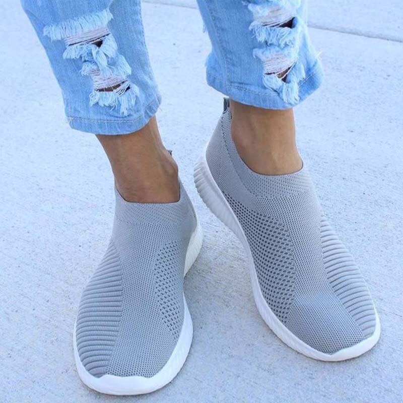 Women's Sneakers Vulcanized Shoes Breathable Mesh Platform Sneakers Women Slip On Ladies Casual Shoes Woman Flats Plus Size 43