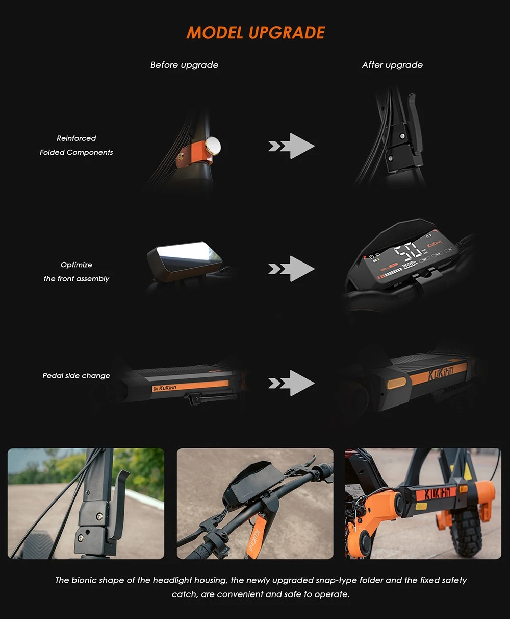 KuKirin G3 Adventurers Electric Scooter 10.5 Inch Off-road 1200W Rear Motor 52V 18Ah Lithium battery Max Speed 50KM/H Touchable Display Control Panel TPU Suspension System IPX4