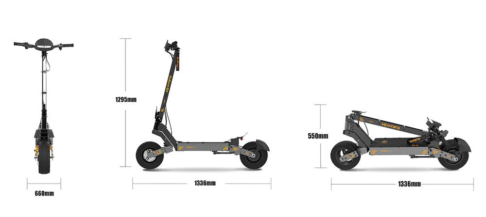 KuKirin G4 Off-Road Electric Scooter with 2000W Motor, 60V 20Ah Battery, 75km Top Range, 70km/h Max Speed, 11 Inch Vacuum Tires, Turn Signal - Black