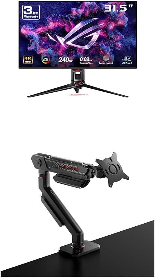 Swift 32” 4K OLED Gaming Monitor (PG32UCDM) - UHD (3840 x 2160), QD-OLED, 240Hz, 0.03ms, G-SYNC Compatible, Custom Heatsink, Graphene Film, 99% DCI-P3, True 10-bit, 90W USB-C