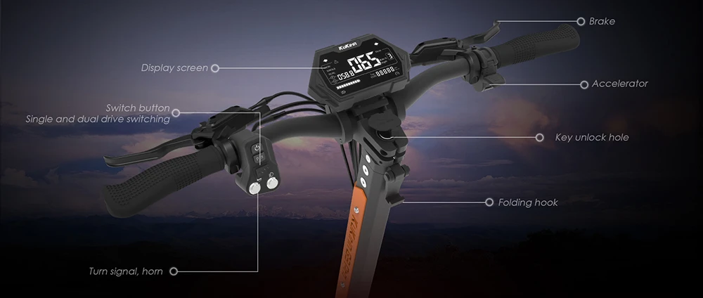 KuKirin G3 Pro 2024 Version 1200W*2 Motor Off-Road Electric Scooter 10 Inch Tire 52V 23.2Ah Removable Battery 80km range 65km/h Max Speed Dual Hydraulic Shock Absorber system IP54 Waterproof Dual Hydraulic Brake