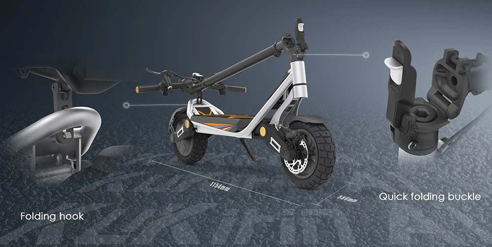 Kukirin A1 Folding Electric Scooter, 800W Motor, 48V 13Ah Battery, 10 inch Vacuum Tire, 45km/h Max Speed, 45km Range, Front & Rear Disc Brake, Front & Rear Shock Absorption