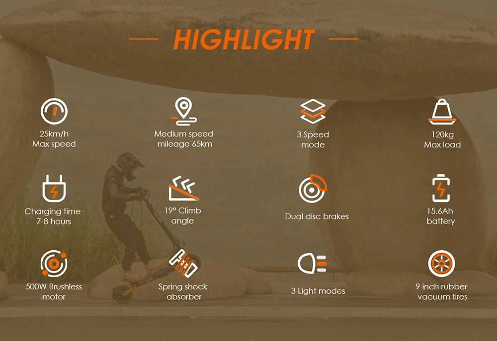 KuKirin G2 Pro (VMP) Electric Scooter, 500W Motor, 48V 15.6Ah Battery, 9 inch Vacuum Tire, 25km/h Max Speed, 65km Range, Front & Rear Disc Brakes, Spring Shock Adsorption