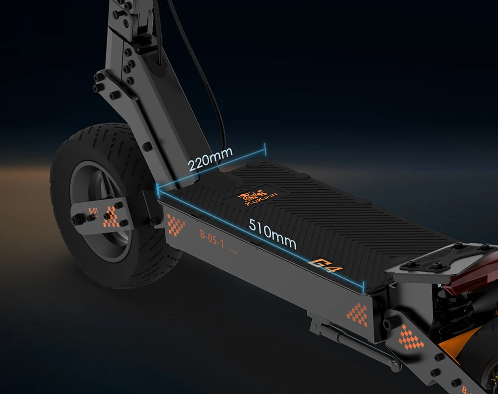 KuKirin G4 Off-Road Electric Scooter with 2000W Motor, 60V 20Ah Battery, 75km Top Range, 70km/h Max Speed, 11 Inch Vacuum Tires, Turn Signal - Black