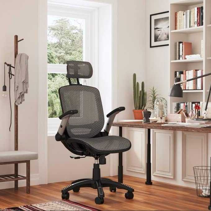 High Back Desk Chair - Adjustable Headrest with Flip-Up Arms