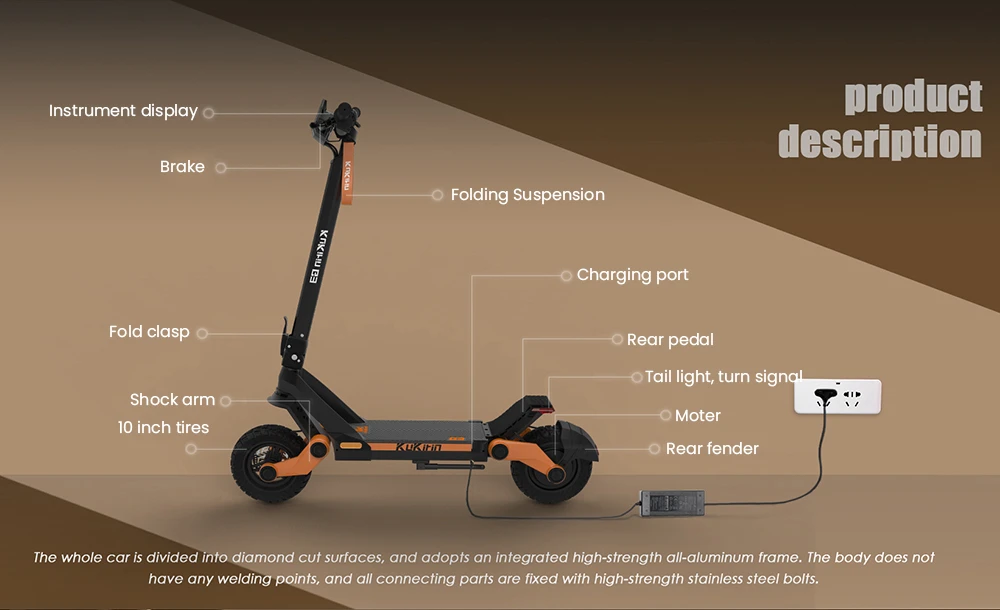 KuKirin G3 Adventurers Electric Scooter 10.5 Inch Off-road 1200W Rear Motor 52V 18Ah Lithium battery Max Speed 50KM/H Touchable Display Control Panel TPU Suspension System IPX4