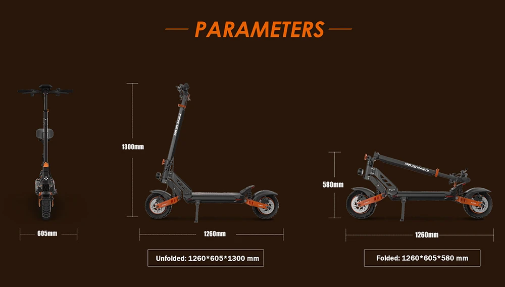 KuKirin G2 Max Electric Scooter 10 Inch Off-road Tires 1000W Motor 55Km/h Max Speed 48V 20Ah Battery 80km Range 120KG Max Load Detachable Seat Adjustable Height