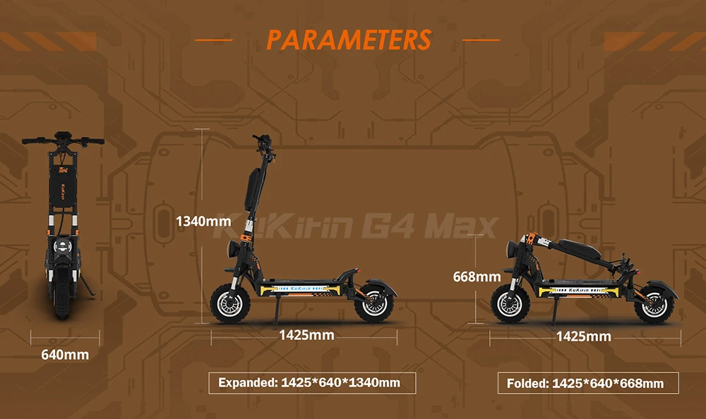 KuKirin G4 Max Off-Road Electric Scooter, 2*1600W Brushless Hub Motor, 12-inch Off-road Pneumatic Tires, 60V 35.2Ah Battery, 95km Max Range, 86km/h Max Speed, Front & Rear Piston Oil Brake, IP54 Waterproof