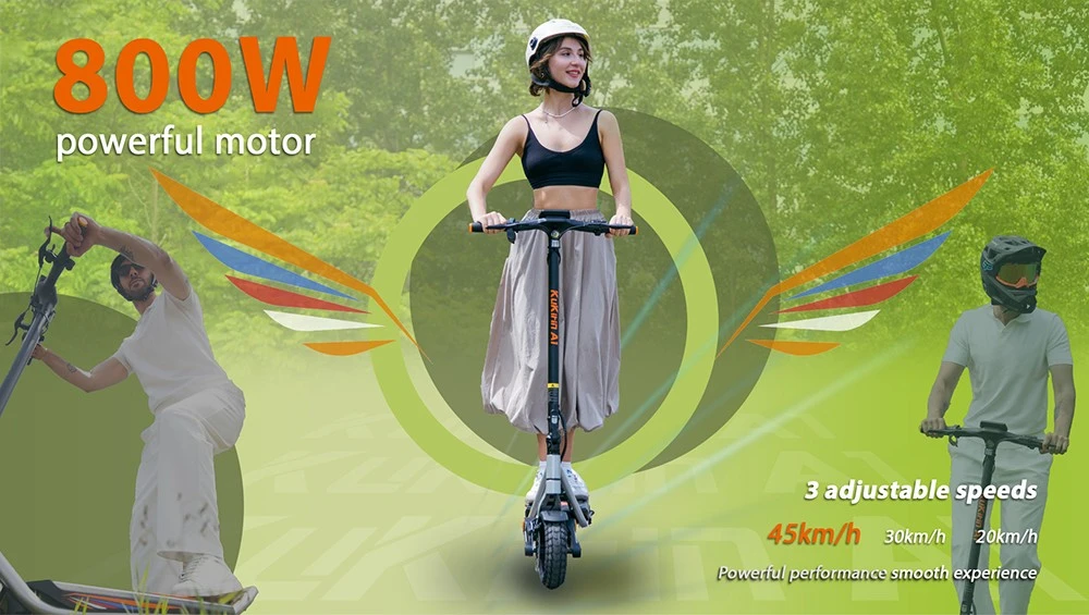 Kukirin A1 Folding Electric Scooter, 800W Motor, 48V 13Ah Battery, 10 inch Vacuum Tire, 45km/h Max Speed, 45km Range, Front & Rear Disc Brake, Front & Rear Shock Absorption