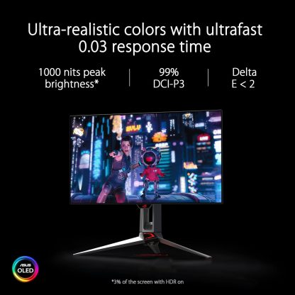 Swift 32” 4K OLED Gaming Monitor (PG32UCDM) - UHD (3840 x 2160), QD-OLED, 240Hz, 0.03ms, G-SYNC Compatible, Custom Heatsink, Graphene Film, 99% DCI-P3, True 10-bit, 90W USB-C