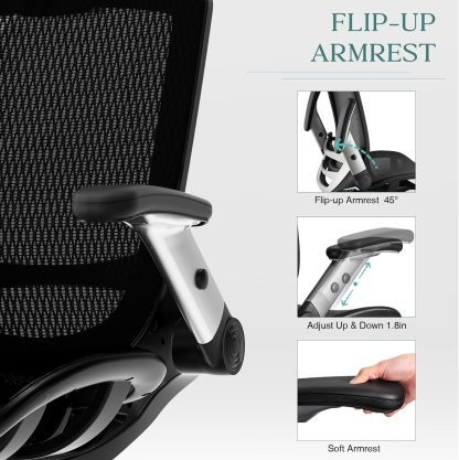 High Back Desk Chair - Adjustable Headrest with Flip-Up Arms