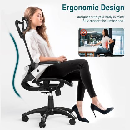 High Back Desk Chair - Adjustable Headrest with Flip-Up Arms
