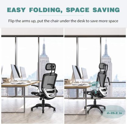 High Back Desk Chair - Adjustable Headrest with Flip-Up Arms
