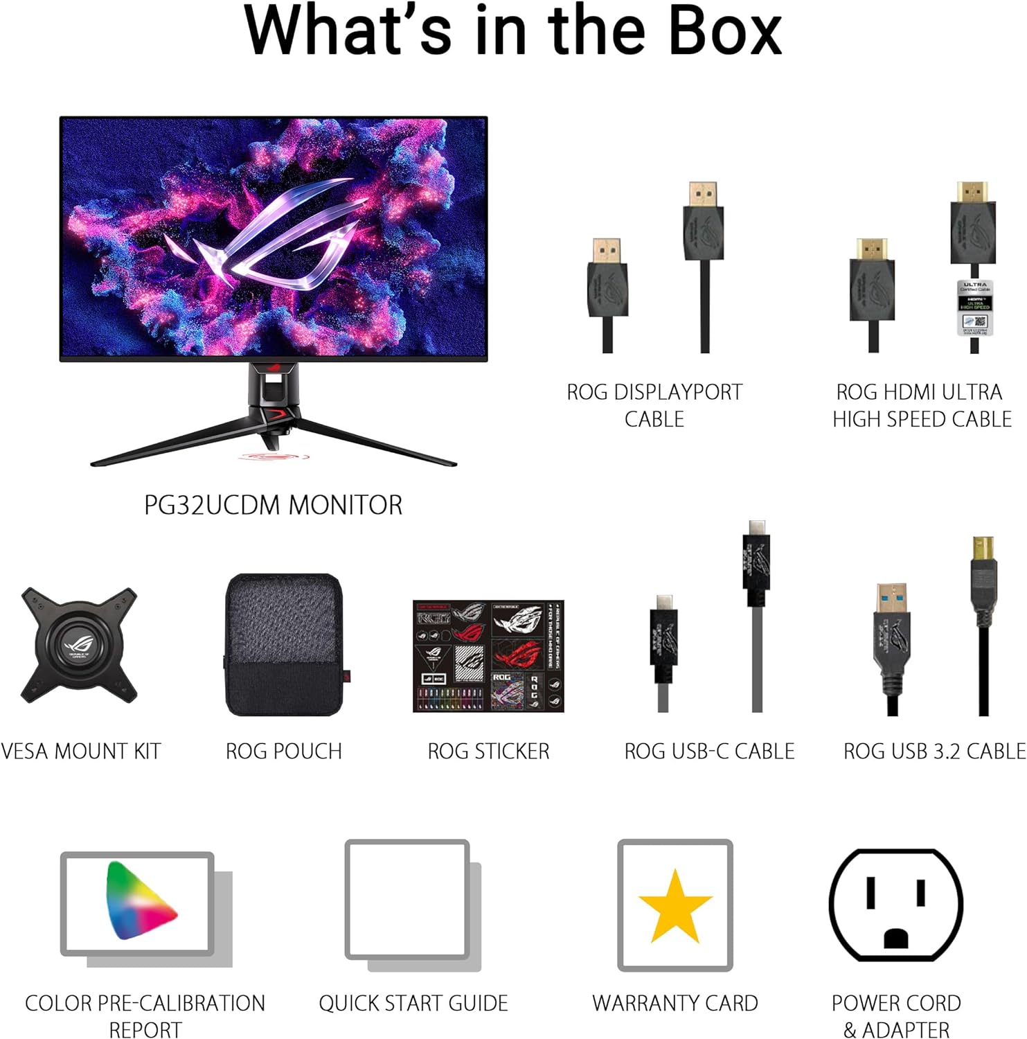 Swift 32” 4K OLED Gaming Monitor (PG32UCDM) - UHD (3840 x 2160), QD-OLED, 240Hz, 0.03ms, G-SYNC Compatible, Custom Heatsink, Graphene Film, 99% DCI-P3, True 10-bit, 90W USB-C