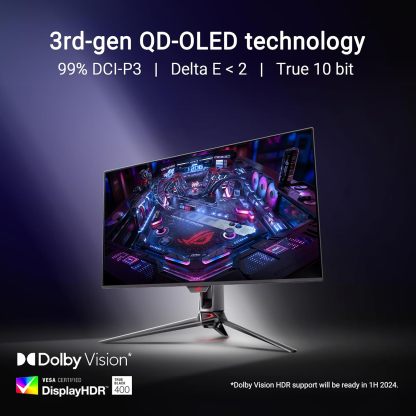 Swift 32” 4K OLED Gaming Monitor (PG32UCDM) - UHD (3840 x 2160), QD-OLED, 240Hz, 0.03ms, G-SYNC Compatible, Custom Heatsink, Graphene Film, 99% DCI-P3, True 10-bit, 90W USB-C