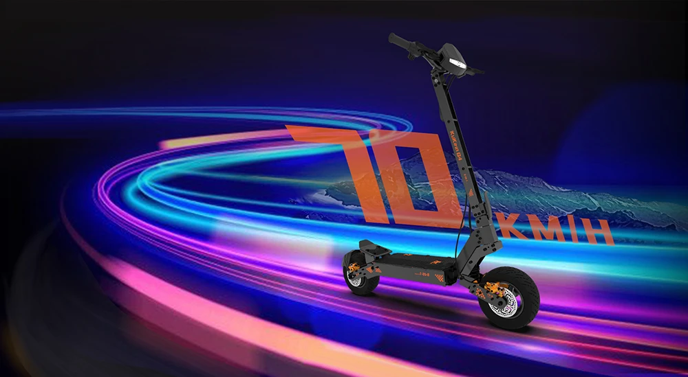 KuKirin G4 Off-Road Electric Scooter with 2000W Motor, 60V 20Ah Battery, 75km Top Range, 70km/h Max Speed, 11 Inch Vacuum Tires, Turn Signal - Black