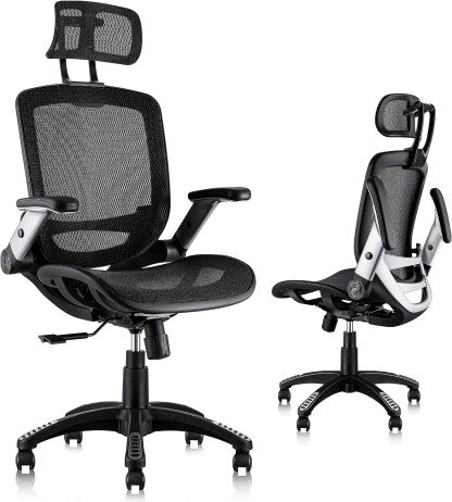 High Back Desk Chair - Adjustable Headrest with Flip-Up Arms