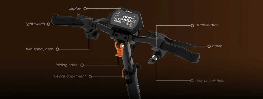 KuKirin G2 Max Electric Scooter 10 Inch Off-road Tires 1000W Motor 55Km/h Max Speed 48V 20Ah Battery 80km Range 120KG Max Load Detachable Seat Adjustable Height