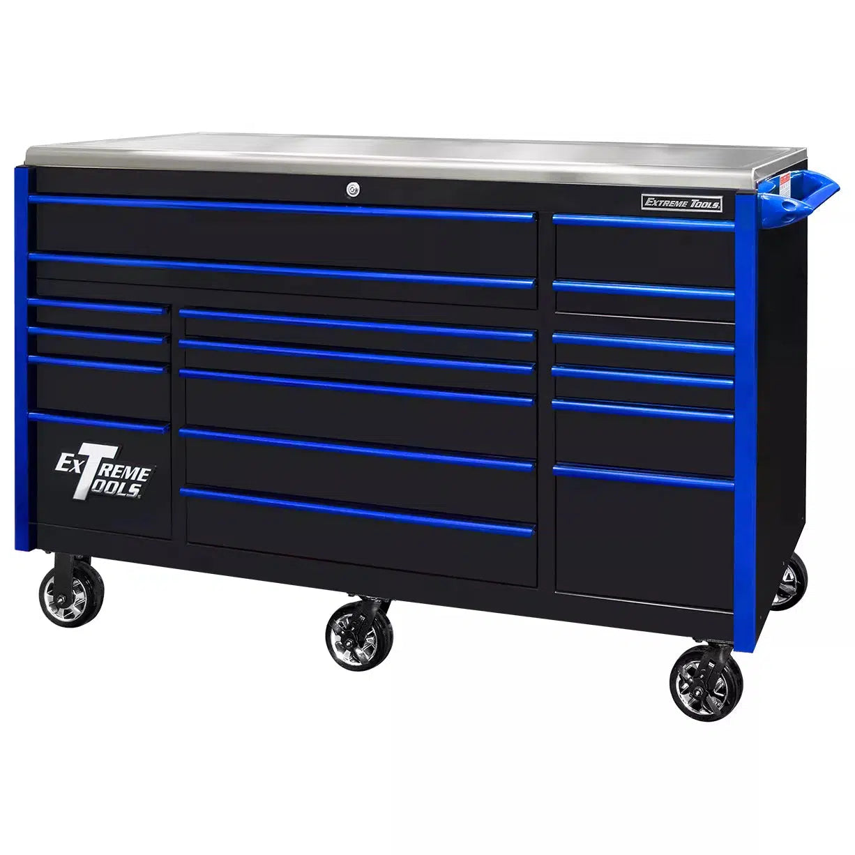 Extreme Tools® EXQ Series 72"W x 30"D 17 Drawer Professional Triple Ba