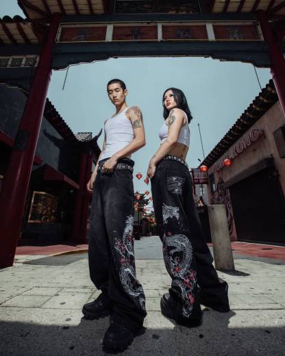 DRAGON EMBROIDERY DENIM