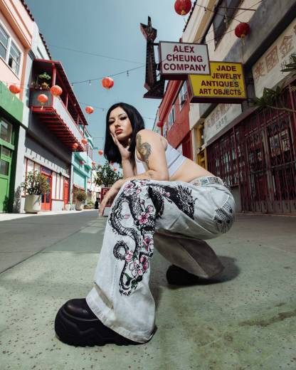 DRAGON EMBROIDERY DENIM