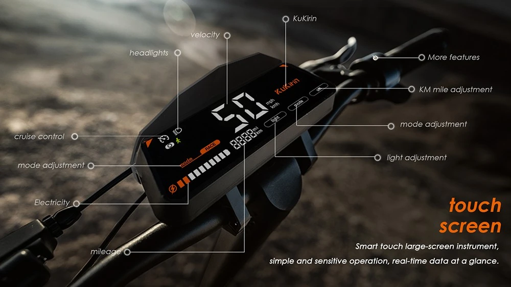 KuKirin G3 Adventurers Electric Scooter 10.5 Inch Off-road 1200W Rear Motor 52V 18Ah Lithium battery Max Speed 50KM/H Touchable Display Control Panel TPU Suspension System IPX4