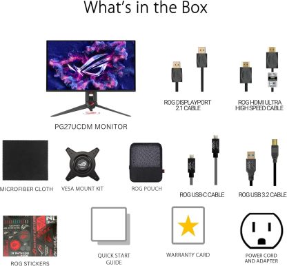 Swift 32” 4K OLED Gaming Monitor (PG32UCDM) - UHD (3840 x 2160), QD-OLED, 240Hz, 0.03ms, G-SYNC Compatible, Custom Heatsink, Graphene Film, 99% DCI-P3, True 10-bit, 90W USB-C