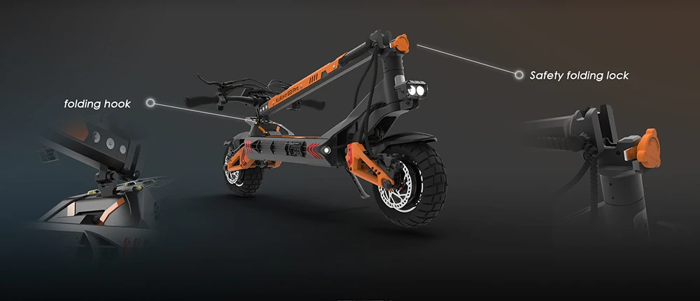 KuKirin G3 Pro 2024 Version 1200W*2 Motor Off-Road Electric Scooter 10 Inch Tire 52V 23.2Ah Removable Battery 80km range 65km/h Max Speed Dual Hydraulic Shock Absorber system IP54 Waterproof Dual Hydraulic Brake