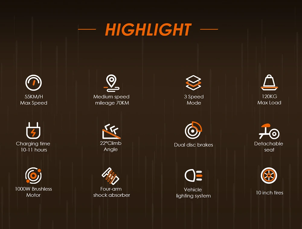 KuKirin G2 Max Electric Scooter 10 Inch Off-road Tires 1000W Motor 55Km/h Max Speed 48V 20Ah Battery 80km Range 120KG Max Load Detachable Seat Adjustable Height