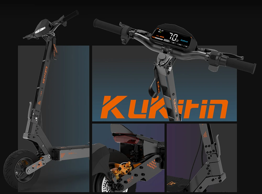 KuKirin G4 Off-Road Electric Scooter with 2000W Motor, 60V 20Ah Battery, 75km Top Range, 70km/h Max Speed, 11 Inch Vacuum Tires, Turn Signal - Black