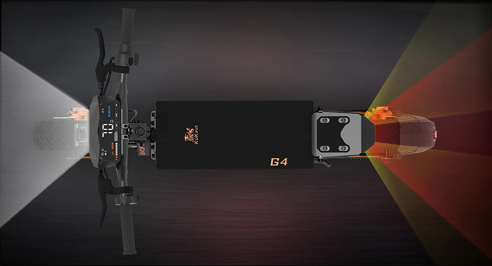 KuKirin G4 Off-Road Electric Scooter with 2000W Motor, 60V 20Ah Battery, 75km Top Range, 70km/h Max Speed, 11 Inch Vacuum Tires, Turn Signal - Black