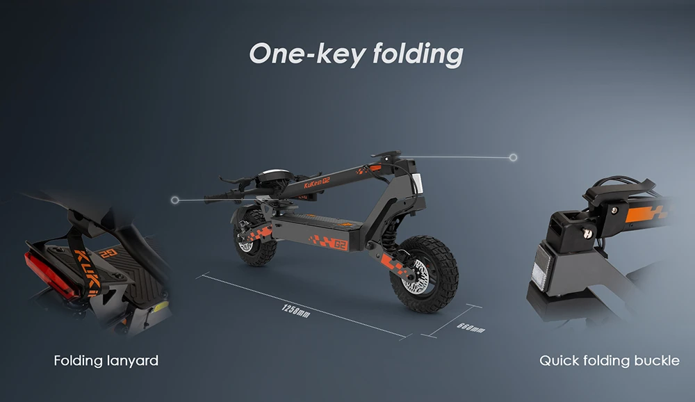 Kukirin G2 Foldable Electric Scooter, 800W Motor, 48V 15Ah Battery, 10-inch Tires, 45km/h Max Speed, 55km Range, Touchscreen Display, Front & Rear Disc Brakes