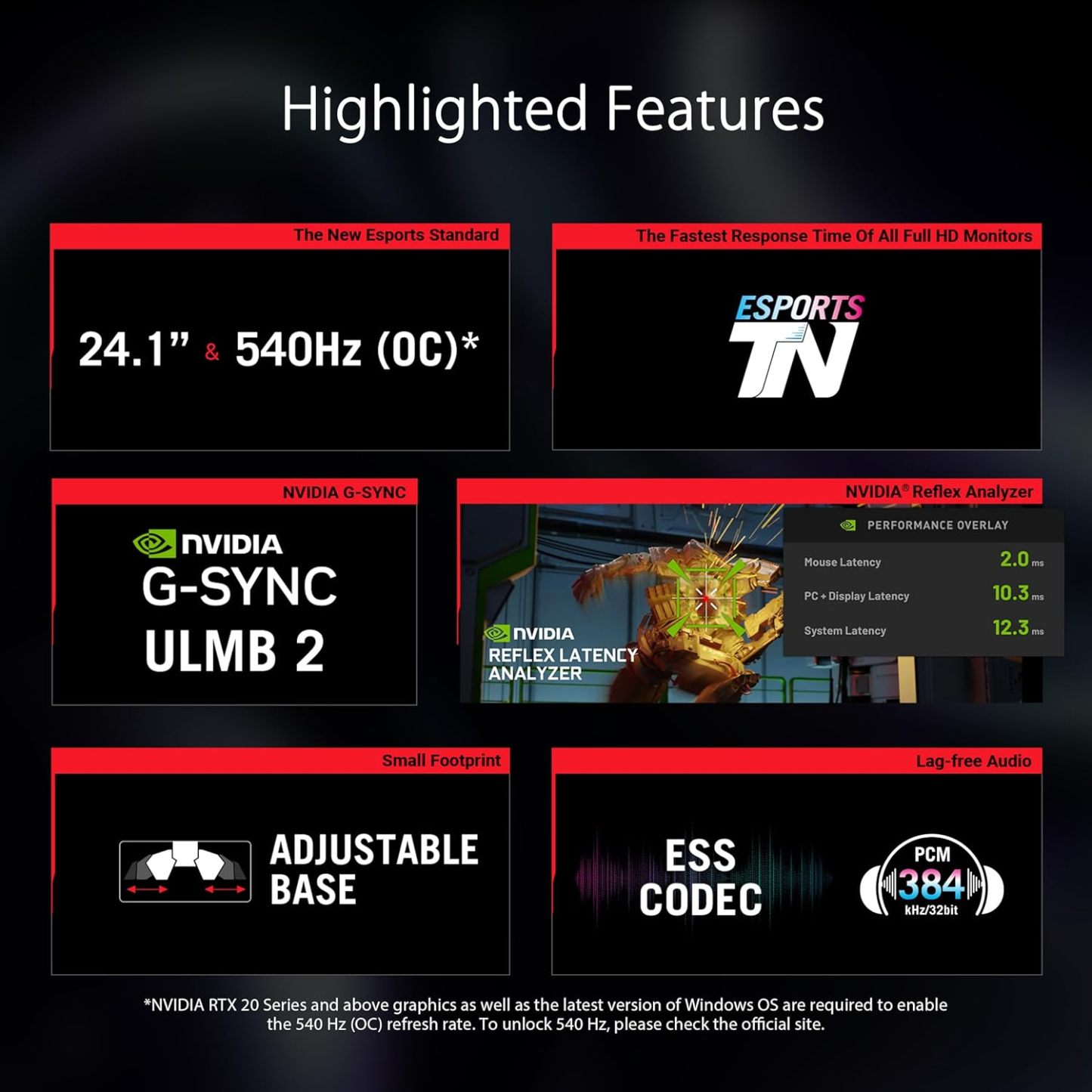 Swift Pro PG248QP NVIDIA G-SYNC esports gaming monitor -24.1-inch FHD, 540 Hz (OC), Esports-TN panel, NVIDIA Reflex Analyzer, ULMB 2, adjustable base, ESS codec, DisplayHDR400, 3year warranty