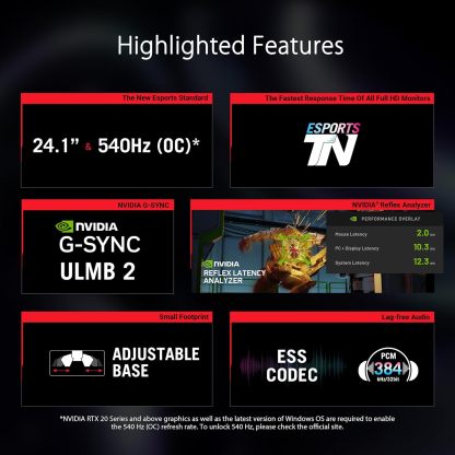 Swift Pro PG248QP NVIDIA G-SYNC esports gaming monitor -24.1-inch FHD, 540 Hz (OC), Esports-TN panel, NVIDIA Reflex Analyzer, ULMB 2, adjustable base, ESS codec, DisplayHDR400, 3year warranty