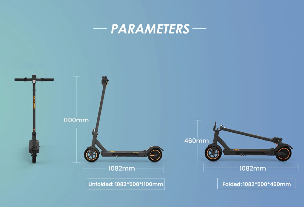 KuKirin S1 Max Foldable Electric Scooter, 350W Motor, 36V 10.4Ah Battery, 8 inch Tires, 30km/h Max Speed, 39km Range, Front Electronic Brake, Rear Spring Shock Absorption, Smart Display