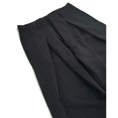 Striped double pleated trousers