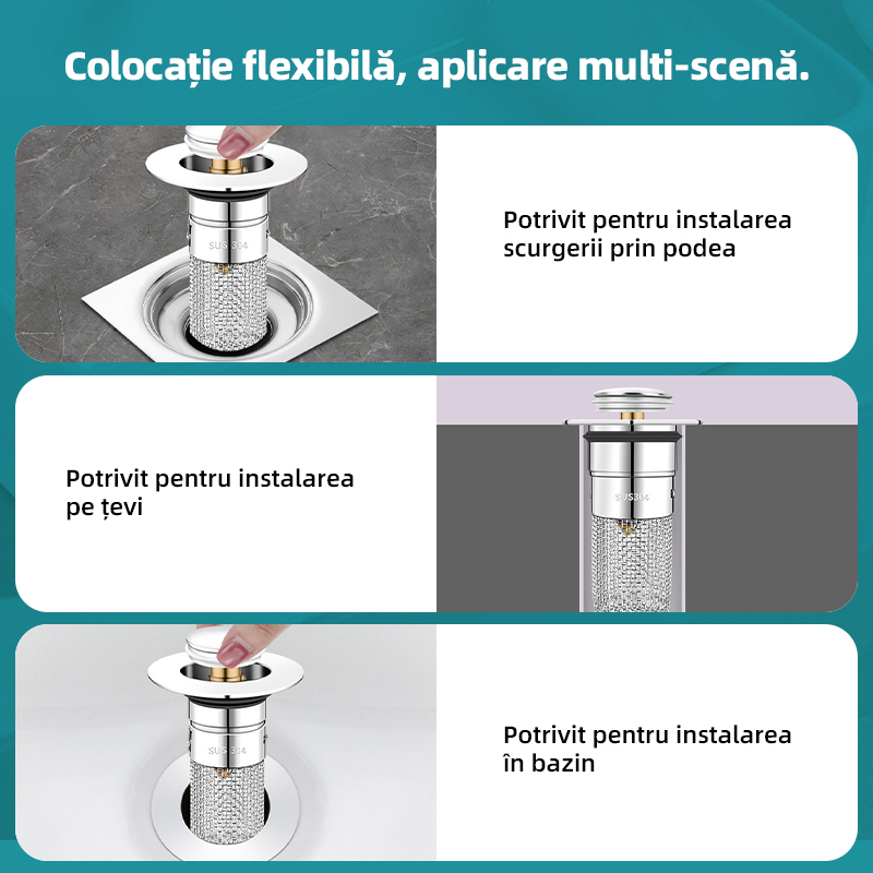 Dop de chiuvetă din oțel inoxidabil anti-miros și anti-înfundare
