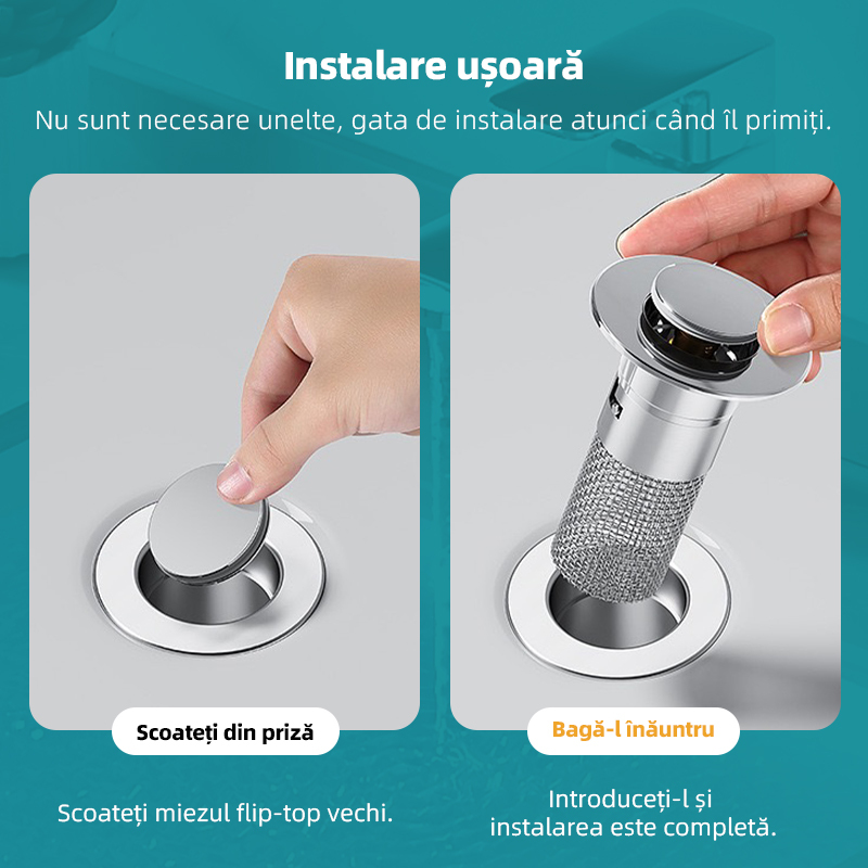 Dop de chiuvetă din oțel inoxidabil anti-miros și anti-înfundare