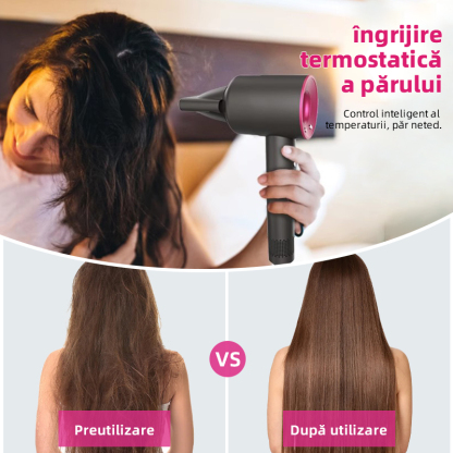 Uscator de par ultra puternic, Ioni Negativi, 110000 RPM viteza mare, foarte silentios, 1600w, 5 Capete diferite-smartsfamily