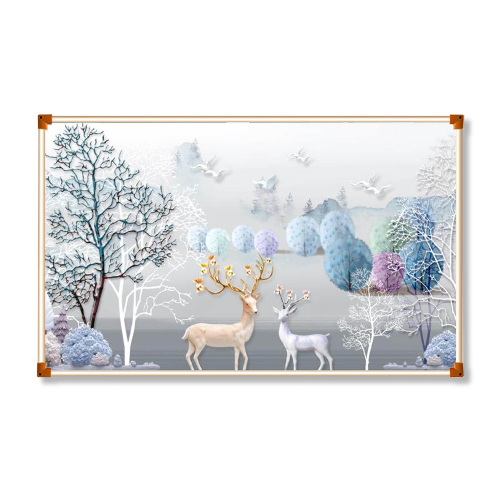 Grafene Panou electric decorativ pentru Încălzire, Cerb de Iarnă, 100*60cm, 500W, Certificat CE, Economisire a energiei-smartsfamily