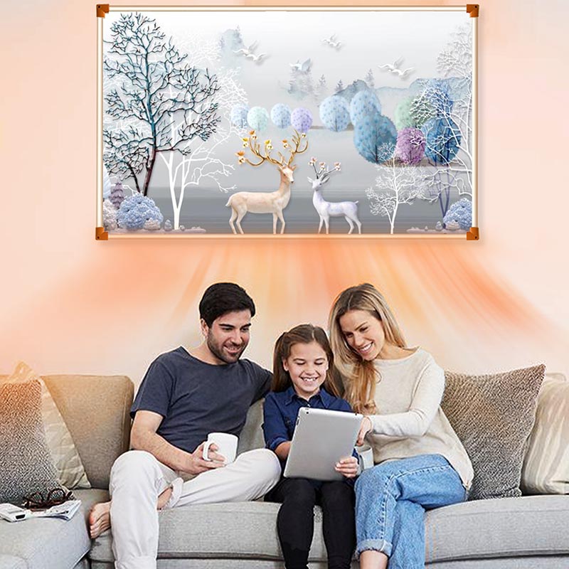 Grafene Panou electric decorativ pentru Încălzire, Cerb de Iarnă, 100*60cm, 500W, Certificat CE, Economisire a energiei-smartsfamily