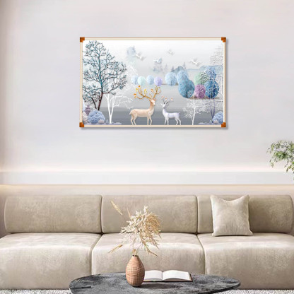 Grafene Panou electric decorativ pentru Încălzire, Cerb de Iarnă, 100*60cm, 500W, Certificat CE, Economisire a energiei-smartsfamily