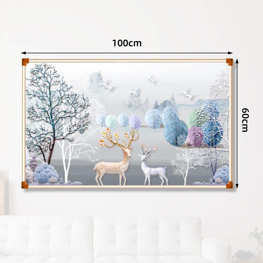 Grafene Panou electric decorativ pentru Încălzire, Cerb de Iarnă, 100*60cm, 500W, Certificat CE, Economisire a energiei-smartsfamily