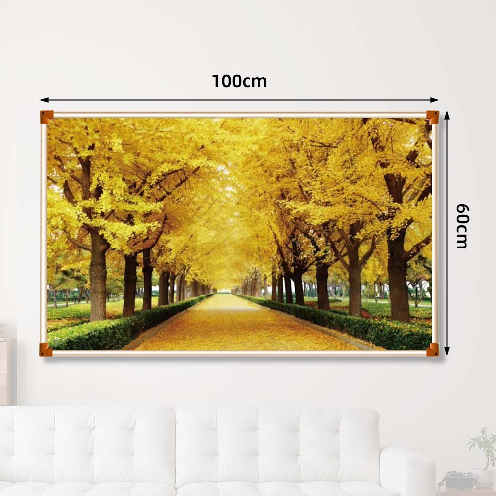 Grafene Carbon Cristale Panou electric decorativ pentru Încălzire, 500W, Ginkgo de Toamnă, 100*60cm, 40s-60s incalzire rapida, Silențio-smartsfamily