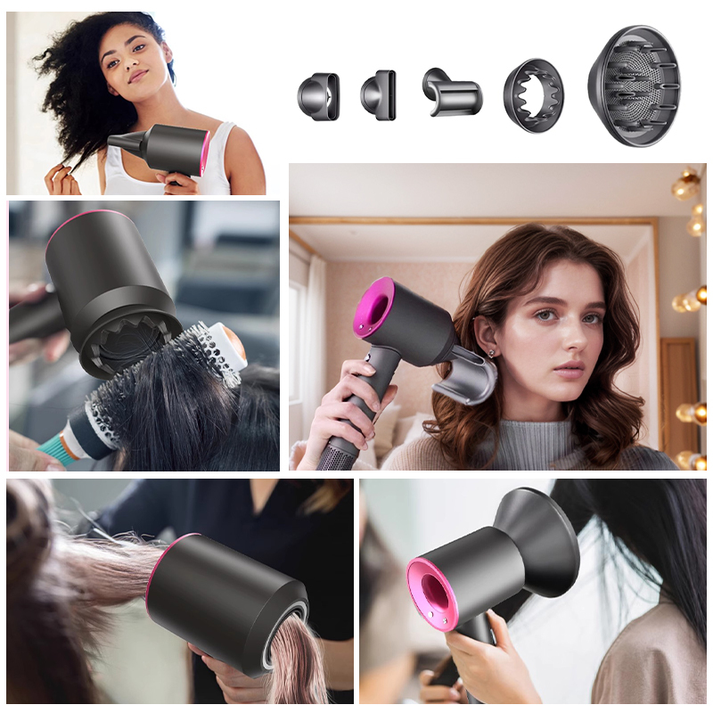 Uscator de par ultra puternic, Ioni Negativi, 110000 RPM viteza mare, foarte silentios, 1600w, 5 Capete diferite-smartsfamily